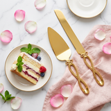 Gold Infinity Loop Cake Server & Knife Set 2 Piece