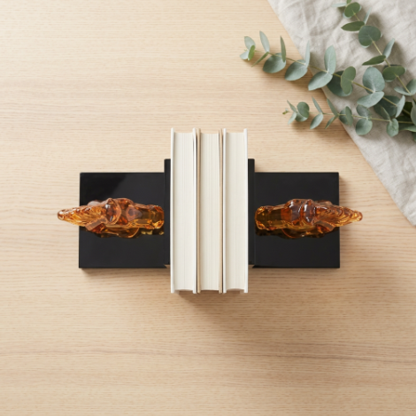 Majestic Amber Crystal Horse Head Bookends
