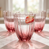 Rosé Ombré Ribbed Glasses Set of 6 (350 ML)