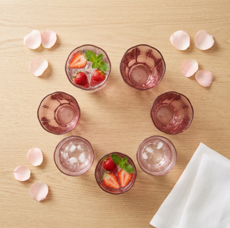 Rosé Ombré Ribbed Glasses Set of 6 (350 ML)