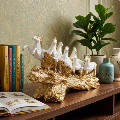 Imperial 7 Galloping Horses Prosperity Sculpture