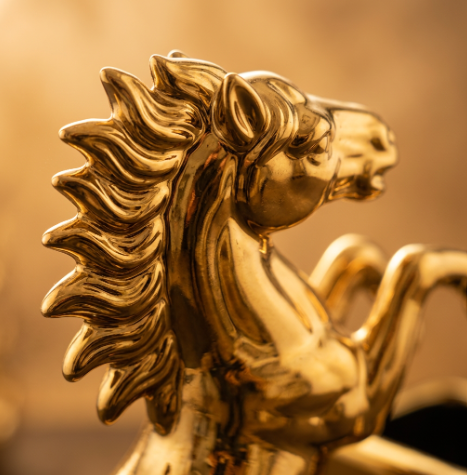 Luxury Gold Rearing Horse & Pen Holder Desk Set
