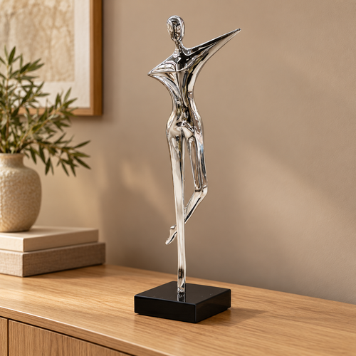 Abstract Silver Dancer Decorative Sculpture