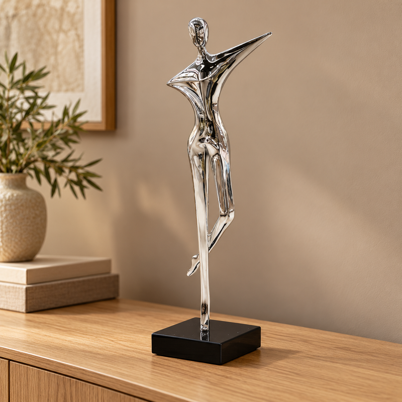 Abstract Silver Dancer Decorative Sculpture