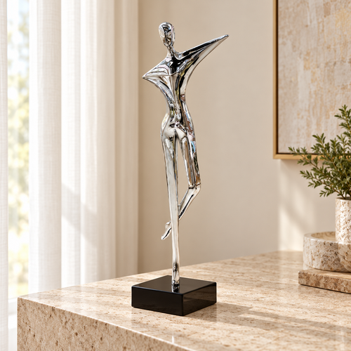 Abstract Silver Dancer Decorative Sculpture