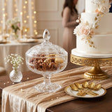 Elegant Pedestal Glass Candy Jar with Lid 5.8 Inch