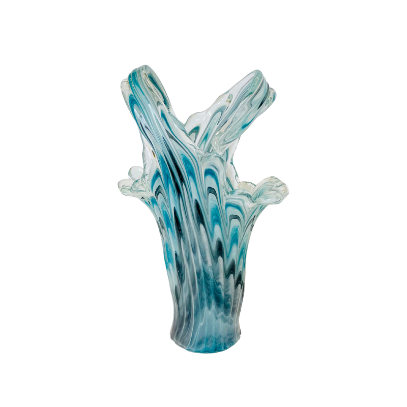 Luxury Blue Art Glass Vase Italy Edition