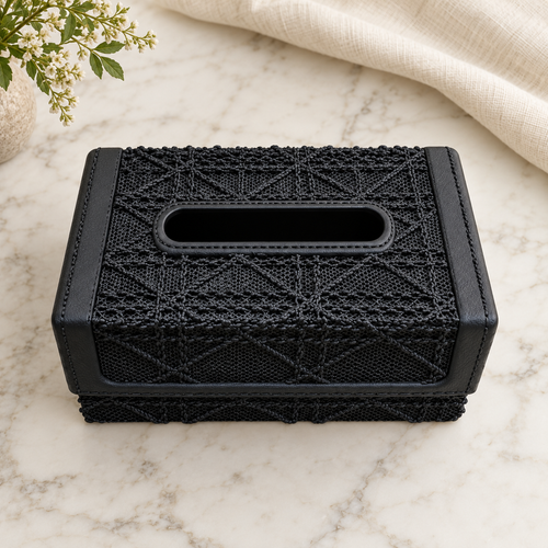 Geometric Cannage Textured Tissue Box Holder