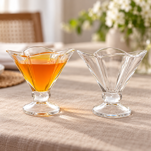 Fluted Glass Ice Cream & Dessert Sundae Cup 3 Piece Set