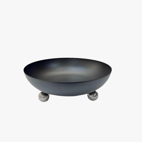 Matte Black Metal Fruit Bowl with Polished Chrome