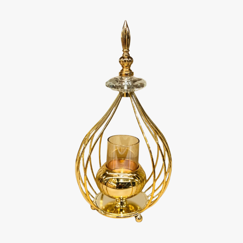 Elegant Amber Glass Cylinder Candle Stand