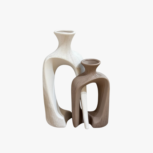 Elegant Abstract Hollow Vase Set of 2