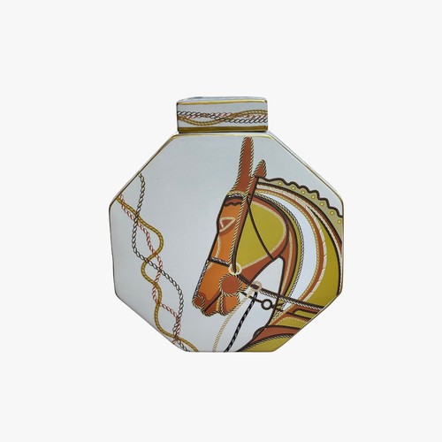 Imperial Horse Octagon Ceramic Jar