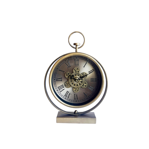 Vintage Antique Exposed Gear Desk Clock