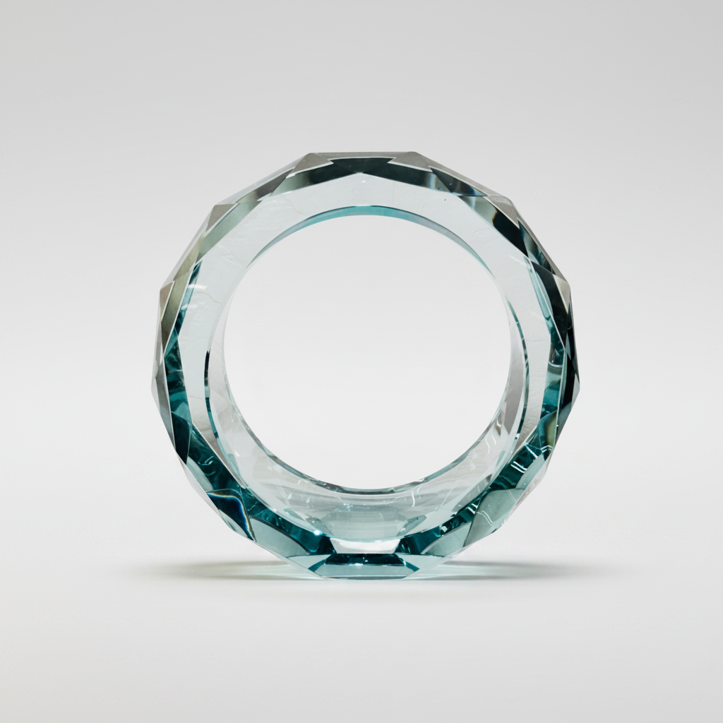 Geometric Aquamarine Crystal Ring Showpiece