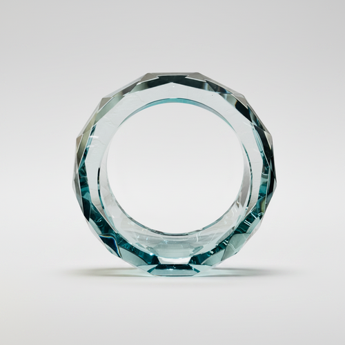Geometric Aquamarine Crystal Ring Showpiece