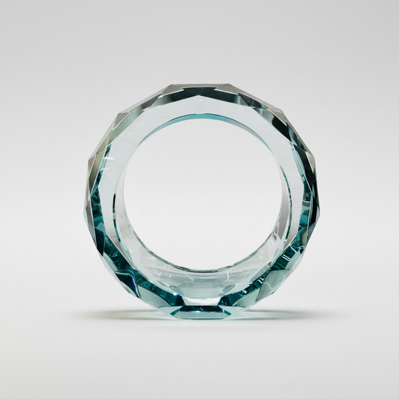 Geometric Aquamarine Crystal Ring Showpiece