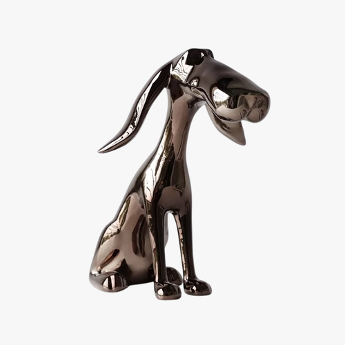 Modern Metallic Grey Dog Statue