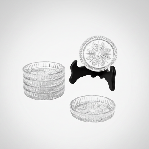 Regal Crystal Cut Glass Plate Coaster Set of 6 (4 Inch)