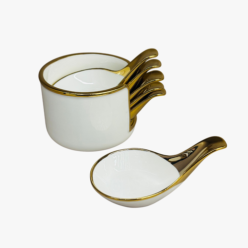 Luxury Curved Dip Sauce Set of 6 with Caddy Holder