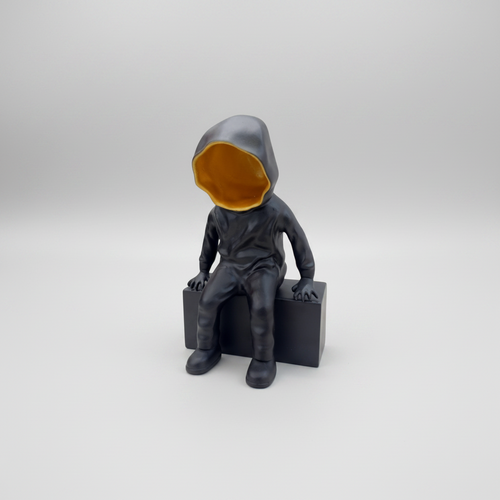 Minimalist Silent Watcher Hooded Man Statue