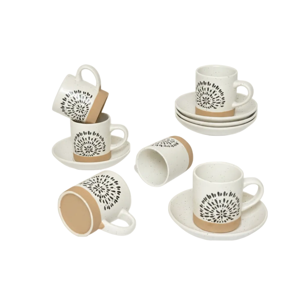 Elegant Ceramic Cup & Saucer Set 12 Piece