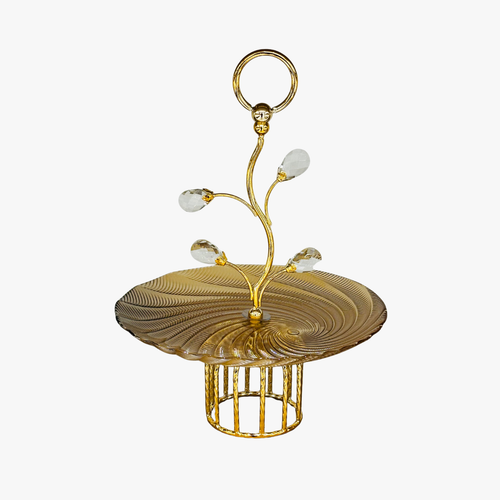 Elegant Amber Glass Platter with Vine Handle