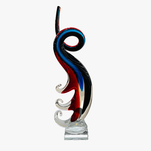 Elegant Glass Color Ribbon Wave Sculpture