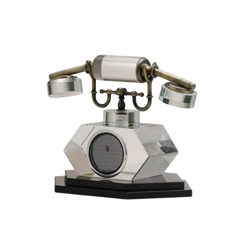 Vintage Crystal Block Rotary Telephone Showpiece