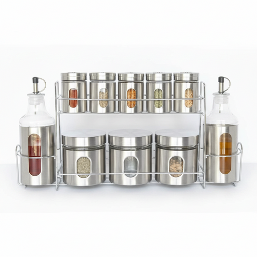 Premium Spice Rack Set with Oil Dispensers