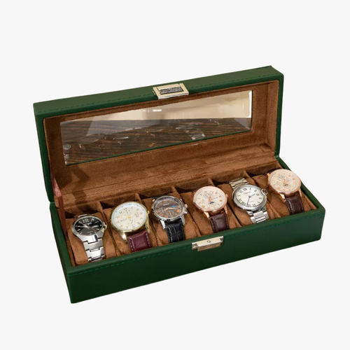Emerald Green 6 Slot Watch Organizer Box