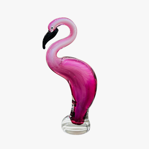 Elegant Flamingo Pink Art Glass Figurine
