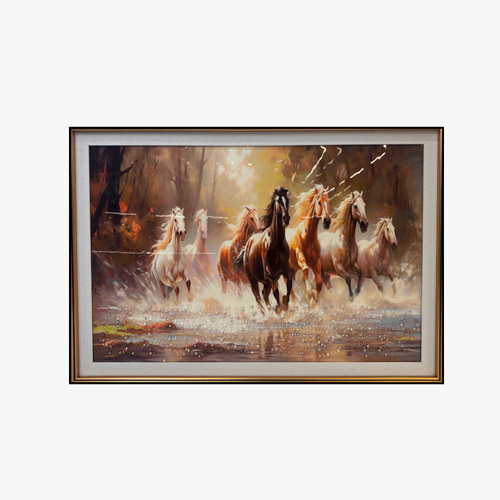 7 Running Horses Canvas Wall Art Painting