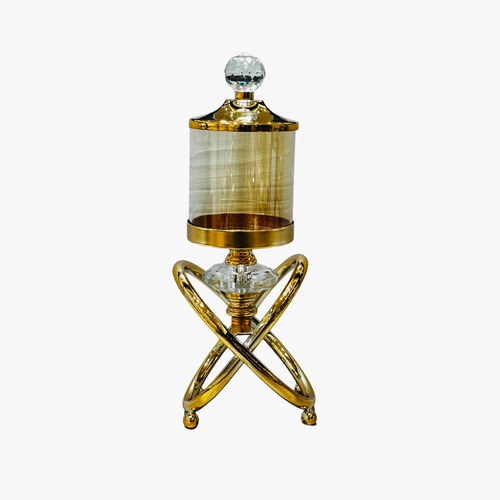Elegant Gold Textured Jar & Candle Holder (2 in 1)