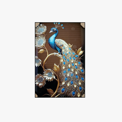 Royal Peacock 3D Embossed Canvas Art