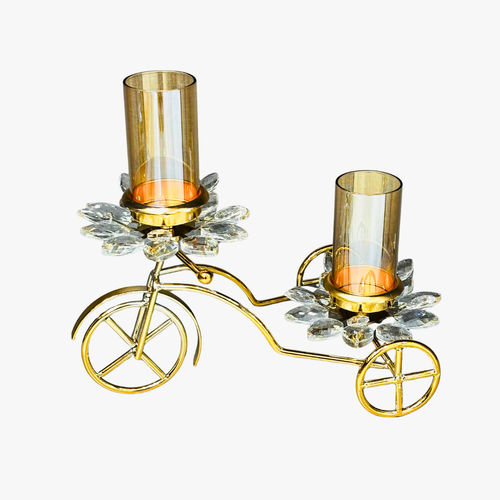 Elegant Gold Bicycle Double Candle Holders