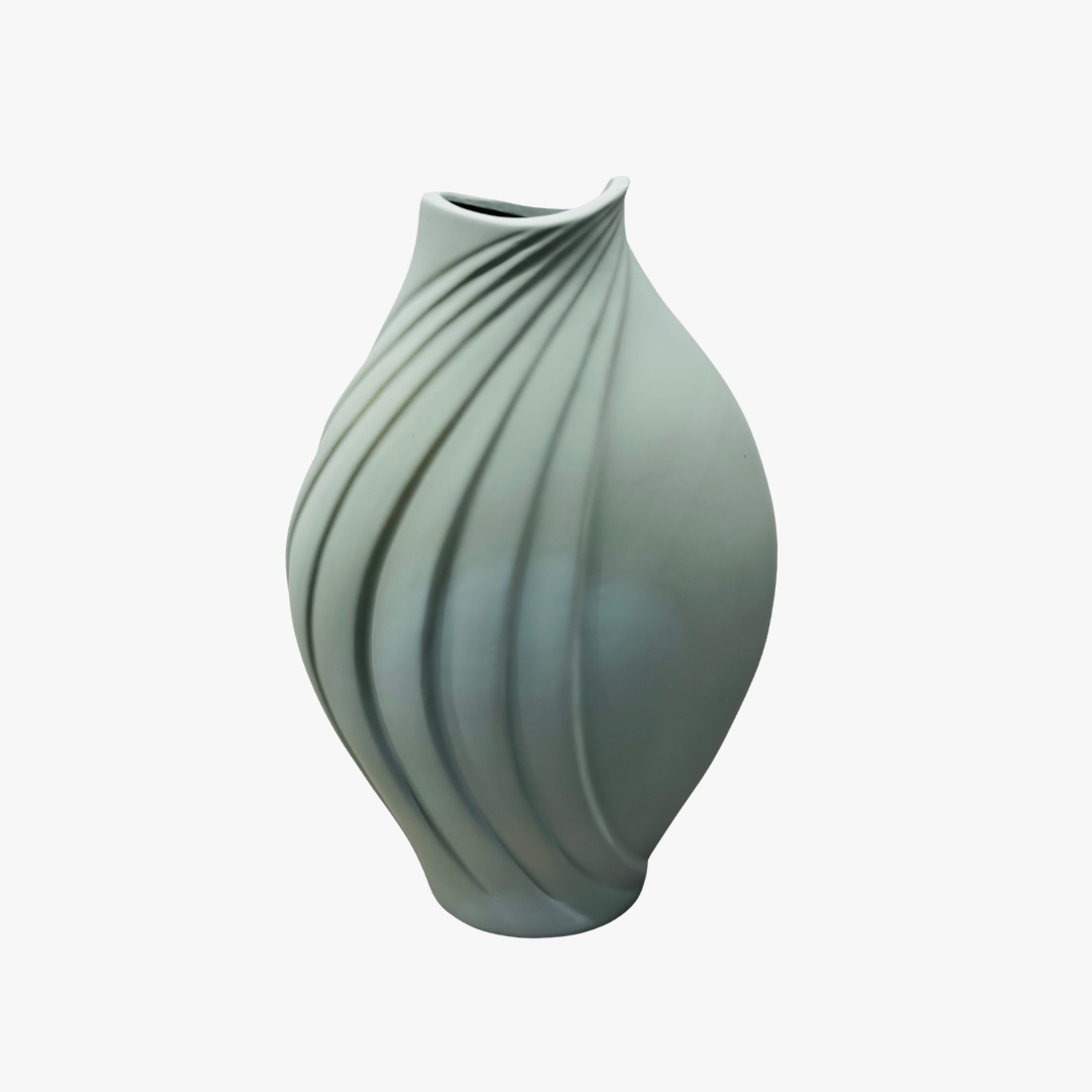 Modern Swirl Cut Ceramic Vase