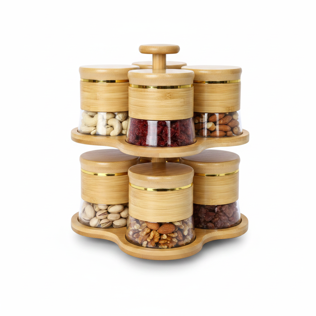2-Tier Bamboo Storage Jars