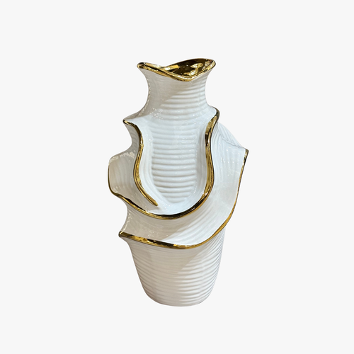 Metallic Gold Edge Centerpiece Vase