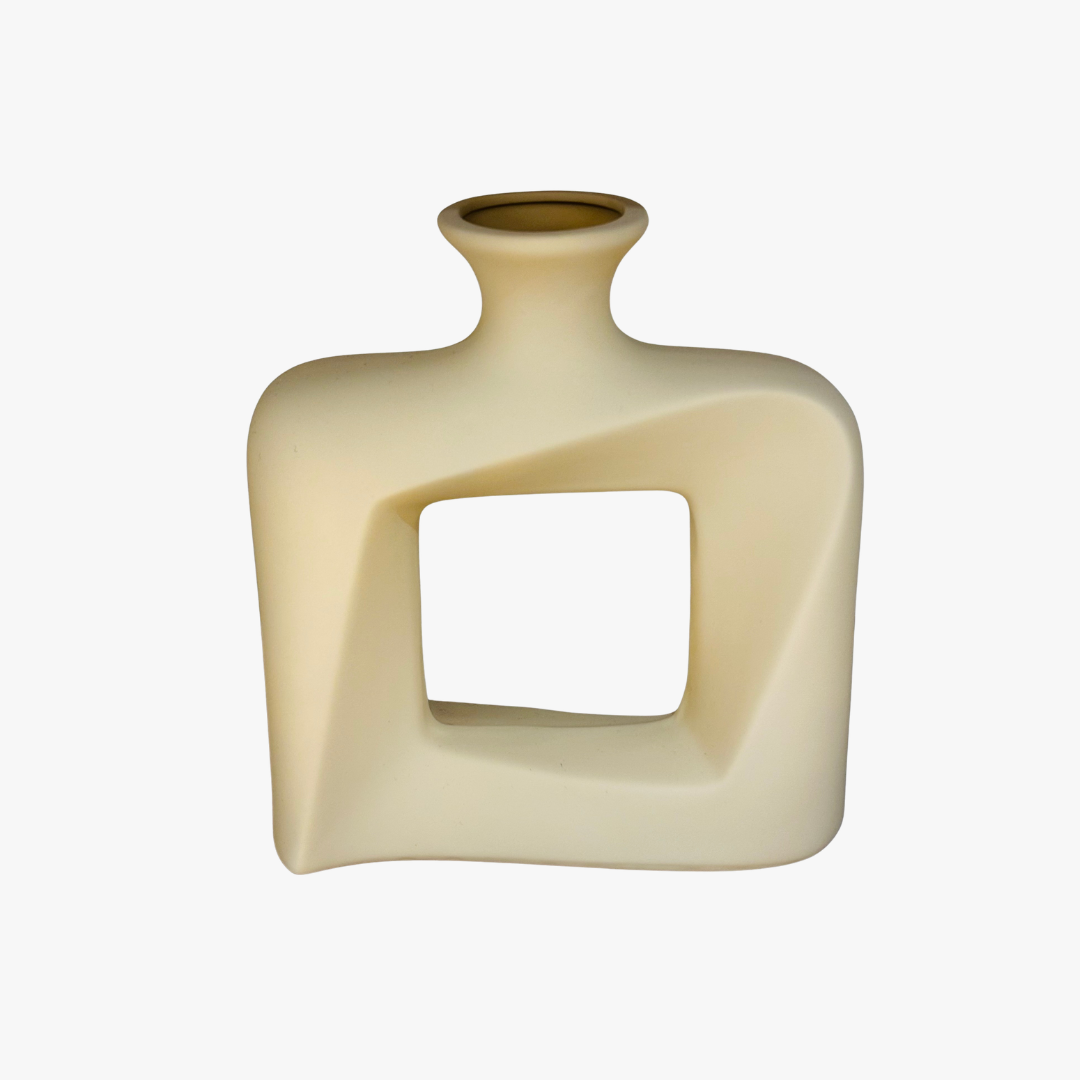 Elegant Hollow Geometric Ceramic Vase