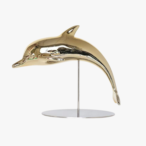 Mariner Metallic Dolphin Sculpture on Stand