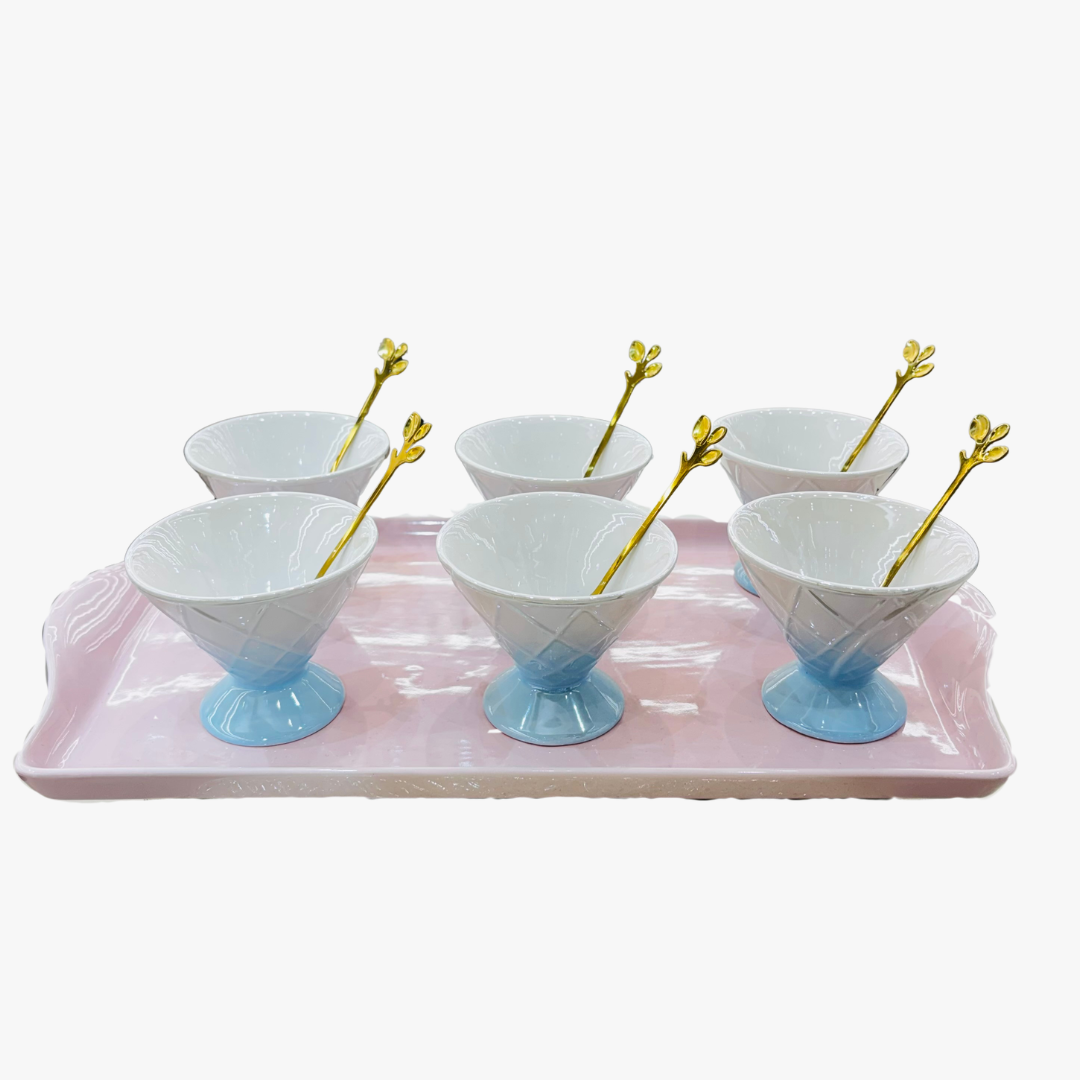 Elegant Duo Tone Dessert Serving Set 13 Piece