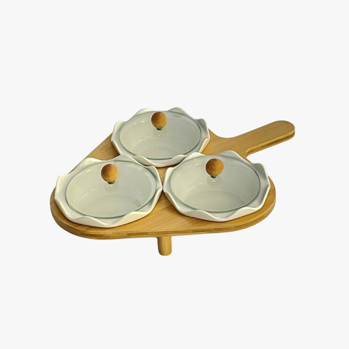 Modern Serving Platter with Stand and Glass Lids