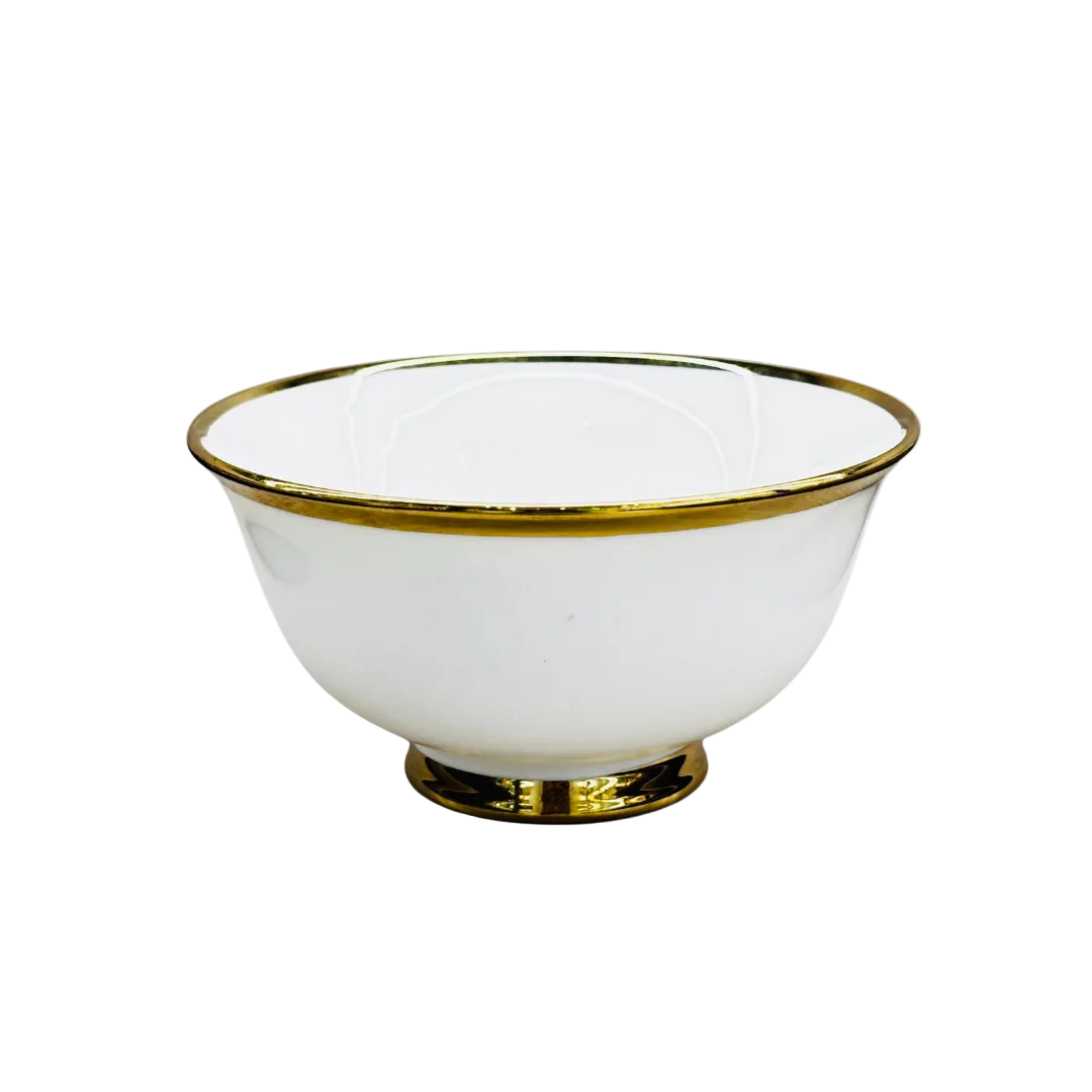Modern Pedestal Bowl Set with Gold Rim Set of 6