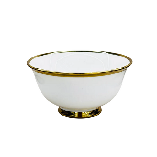Modern Pedestal Bowl Set with Gold Rim Set of 6