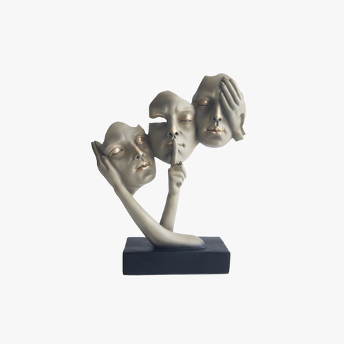 Modern Three Faces Tabletop Art Sculpture