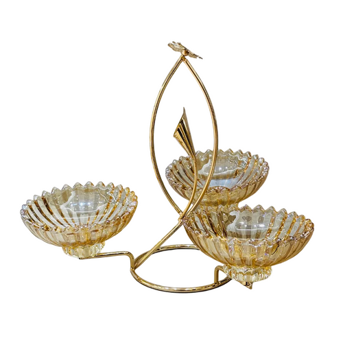 Elegant Triple-Bowl Butterfly Server