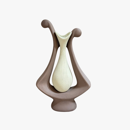 Matte Taupe & Warm Beige Contrast Vase