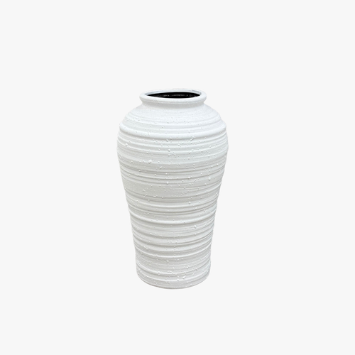 Modern Ridged White Ceramic Vase