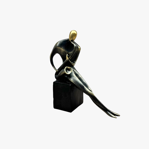 Elegant Saxophonist Abstract Bronze Figurine